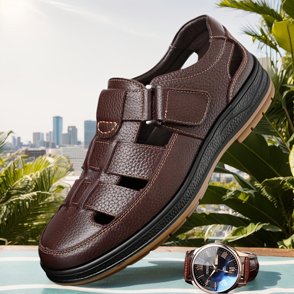 Men's protective closed-toe sandals with adjustable strap, perfect for summer hiking and outdoor adventures.
