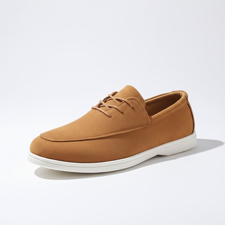 Pair of men's suede loafers, comfort slip-on shoes for casual wear