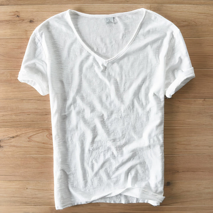 Men's comfortable casual V-neck t-shirt in a relaxed fit, perfect for summer days.