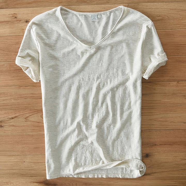 Relaxed fit men's comfortable V-neck t-shirt, a summer essential for casual style.