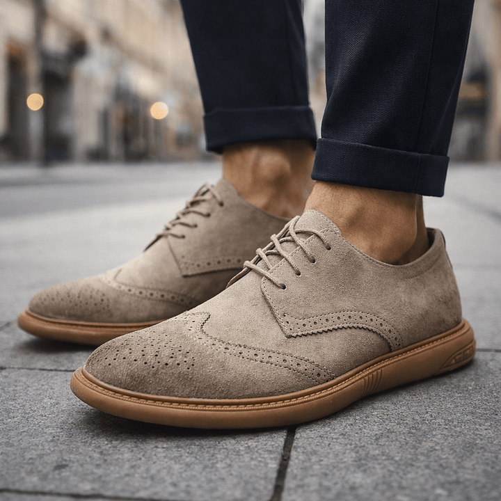 Gray men's comfortable lace-up shoes, ideal for casual and semi-dress wear.