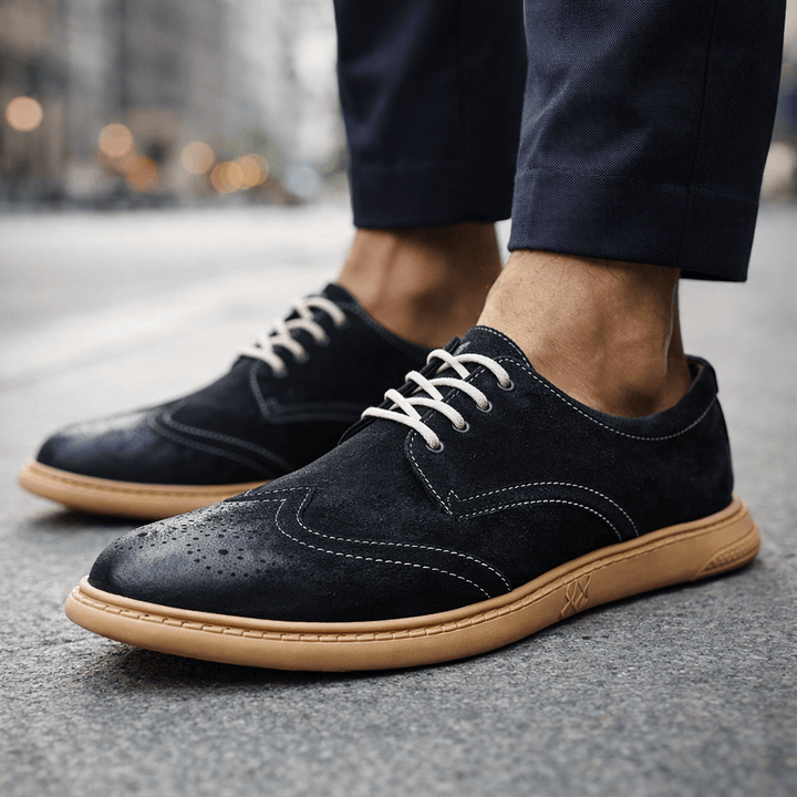 Beige men's comfortable lace-up casual shoes, great for daily stylish wear.