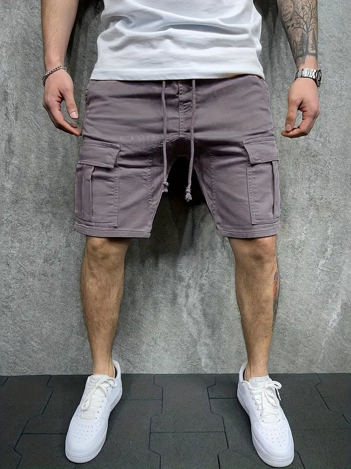 Versatile men's cargo drawstring shorts, suitable for casual, summer, & active lifestyles. Everyday comfort.