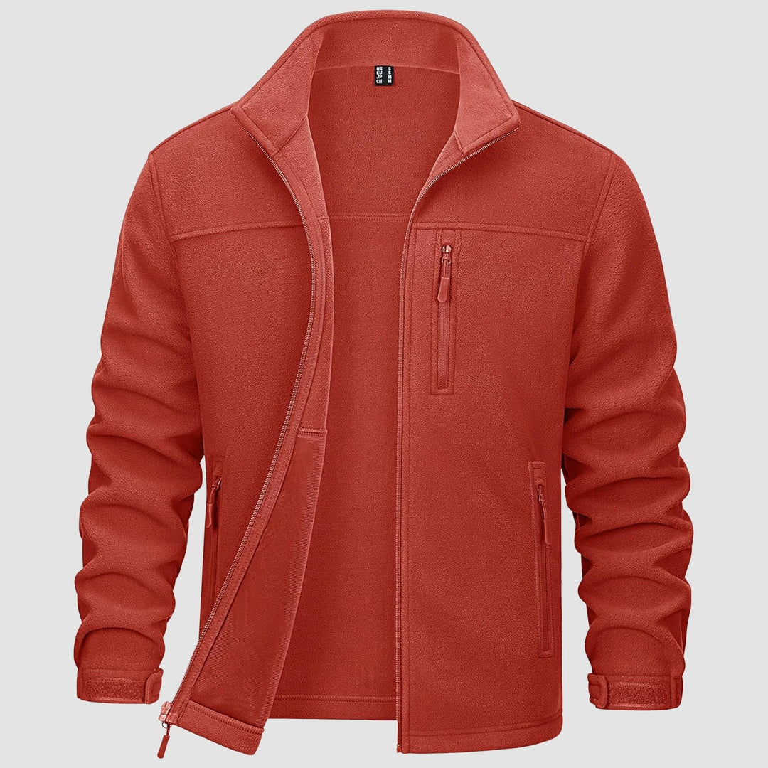 Everyday men's grey fleece zip-front, perfect for layering in fall