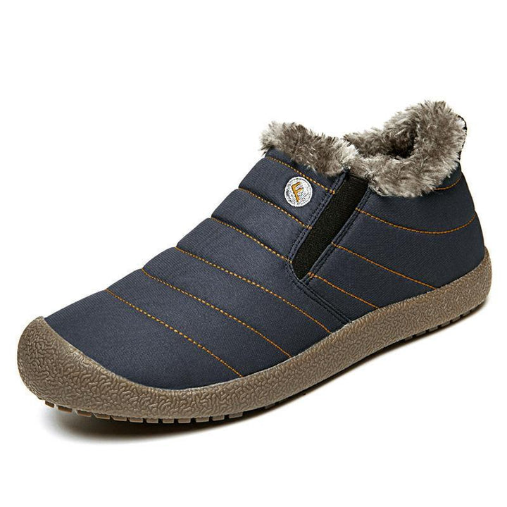 Stylish men's snow boots, cotton fabric and faux fur lining, excellent winter shoes