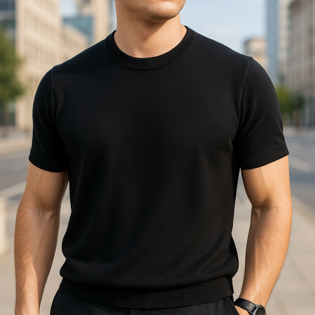 Tailored fit men's crew neck t-shirt for a smart casual look. Comfortable short sleeve top, great for any day.