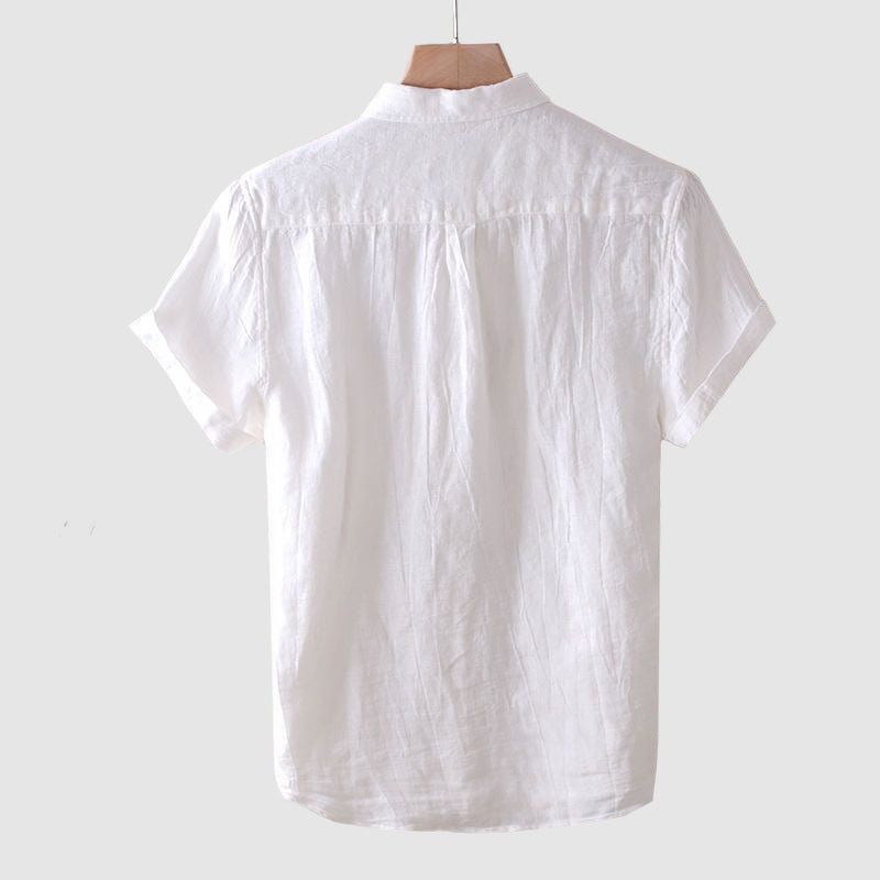 Textured crinkle men's short sleeve shirt, lightweight & breathable for hot summer days.