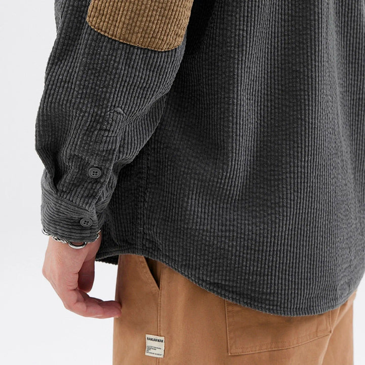 Men's corduroy shirt in dark gray, good for layering in cooler weather