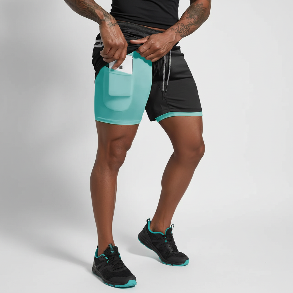 Quick-dry RunVibeX men's activewear shorts, providing comfortable support for all training and runs.