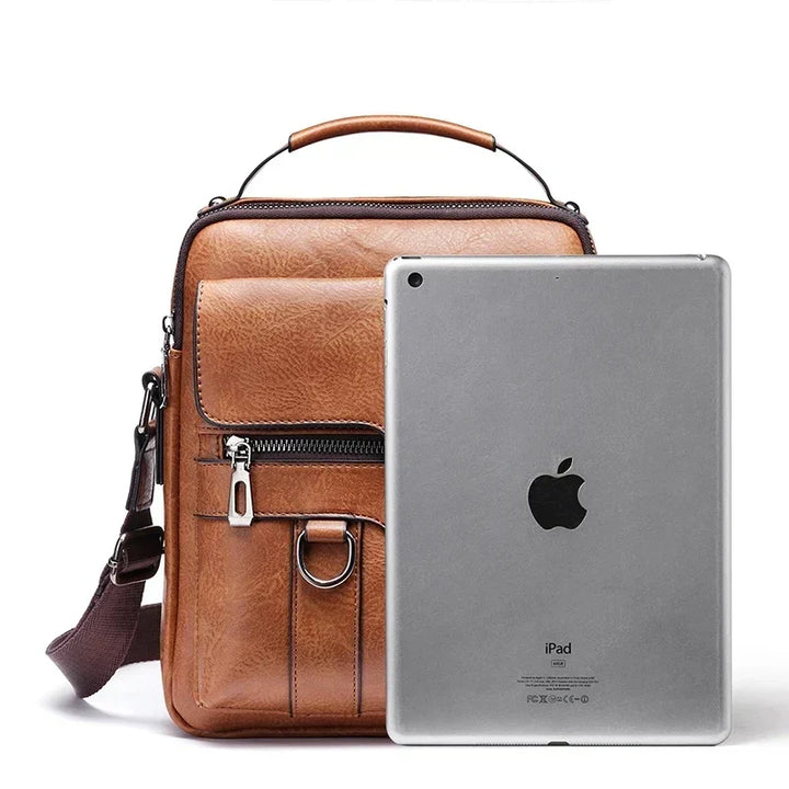 Versatile brown men's crossbody bag, perfect for work & leisure. Durable messenger bag with ample space for essentials.