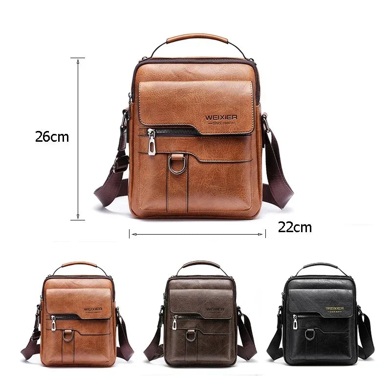 Sleek black men's crossbody bag, durable and stylish for work & travel. Adjustable shoulder strap, versatile carry.