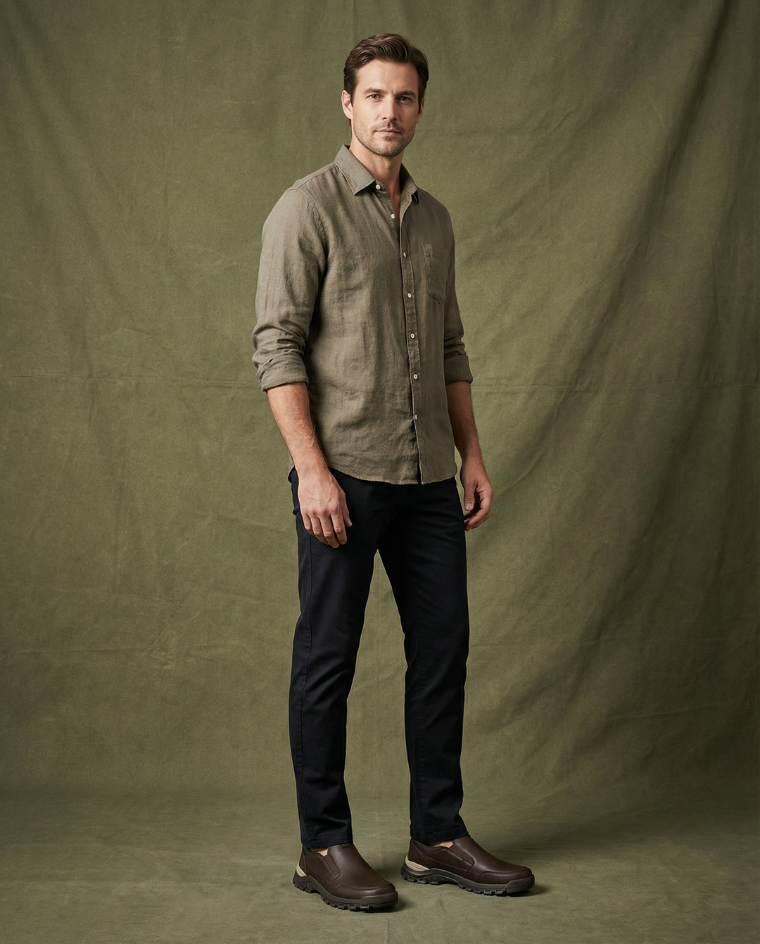 Side view of men's casual leather loafers, providing a sleek and easy-to-wear option.