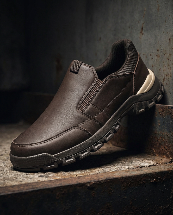 Men's leather slip-on shoes with strong sole, ideal for long-lasting wear and style.