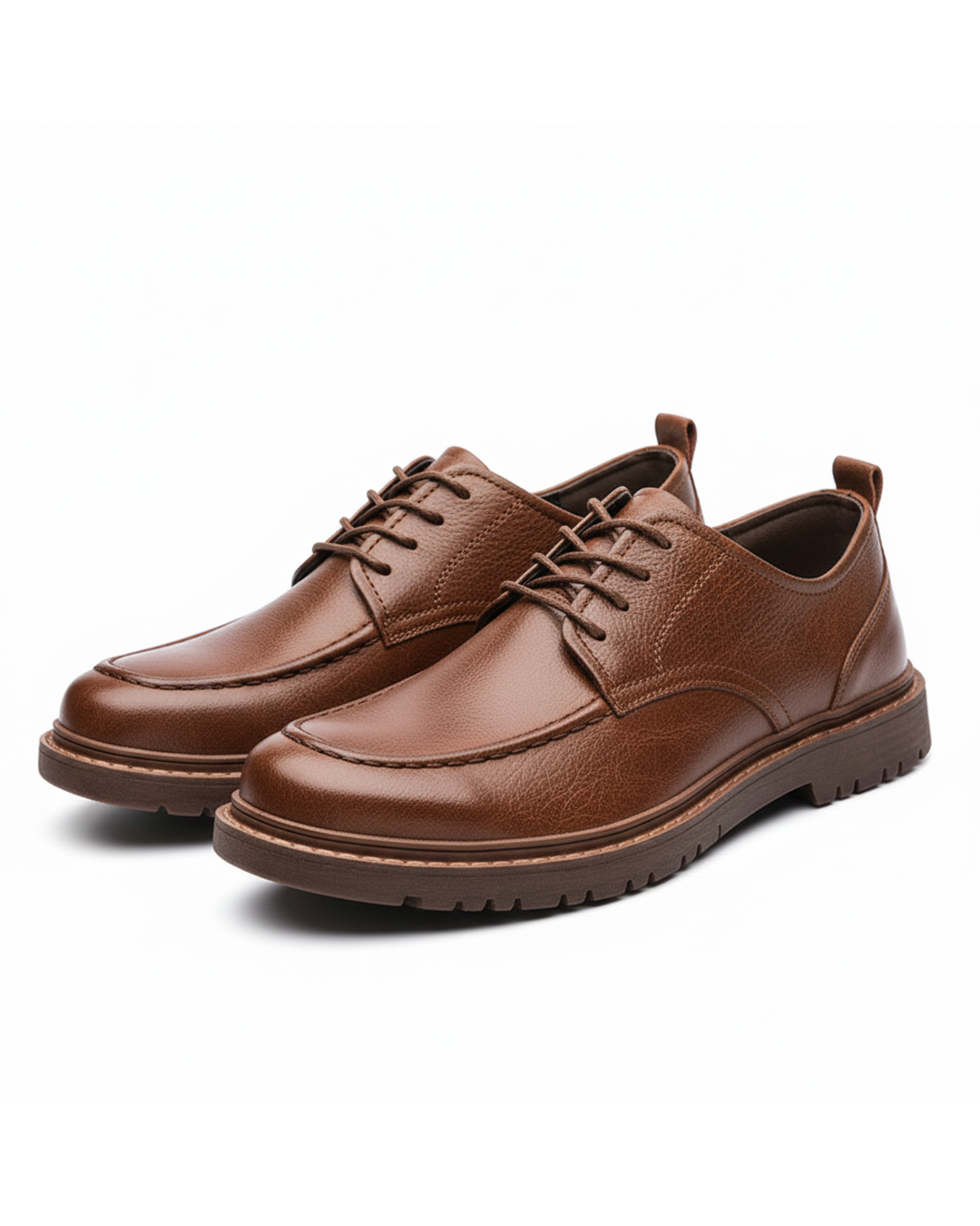 Men's durable brown leather loafers, low-cut design for casual or dress wear, comfortable & stylish.