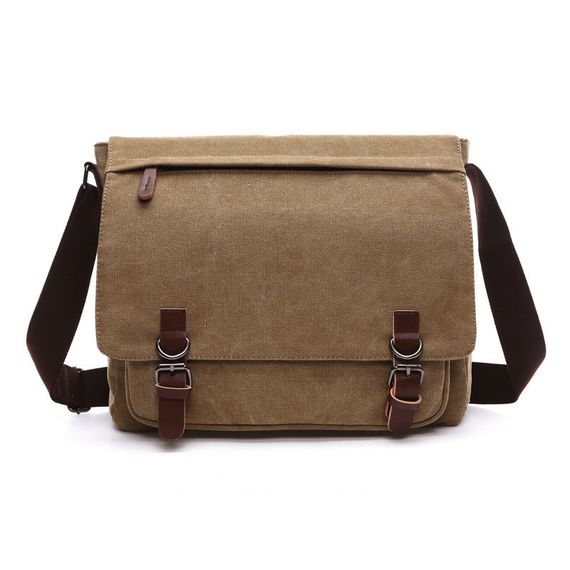 Men's durable messenger bag with classic buckle straps, perfect for work, school & everyday carry.