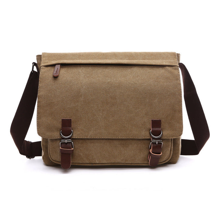 Men's durable messenger bag with classic buckle straps, perfect for work, school & everyday carry.