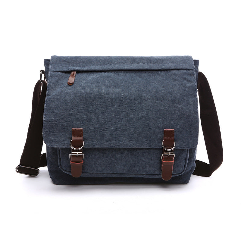 Versatile men's crossbody messenger bag with secure buckle straps, ideal for travel or daily use.