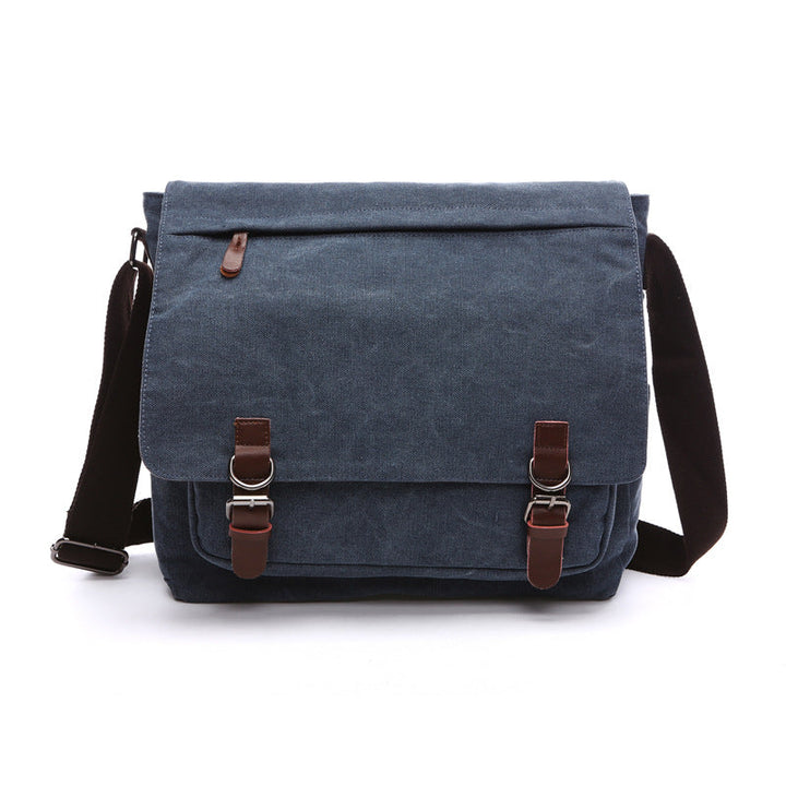 Versatile men's crossbody messenger bag with secure buckle straps, ideal for travel or daily use.
