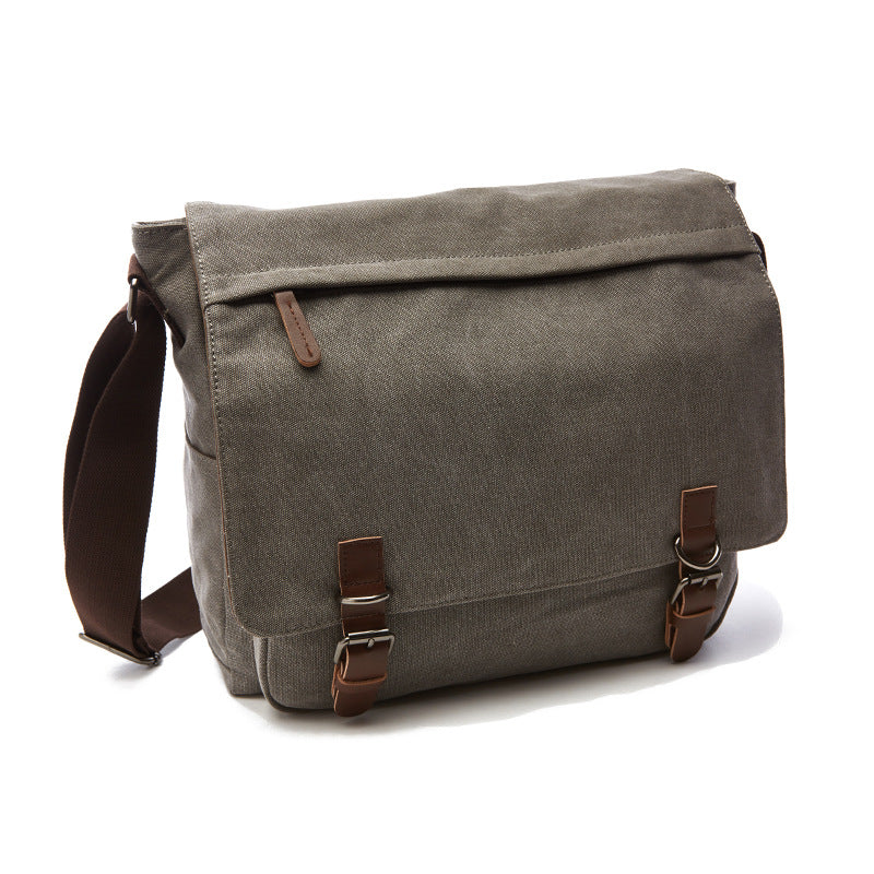 New men's messenger bag featuring sturdy buckle closures, great for daily commute, travel, or office.