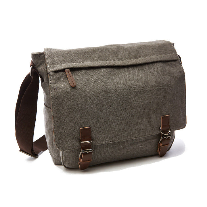 New men's messenger bag featuring sturdy buckle closures, great for daily commute, travel, or office.
