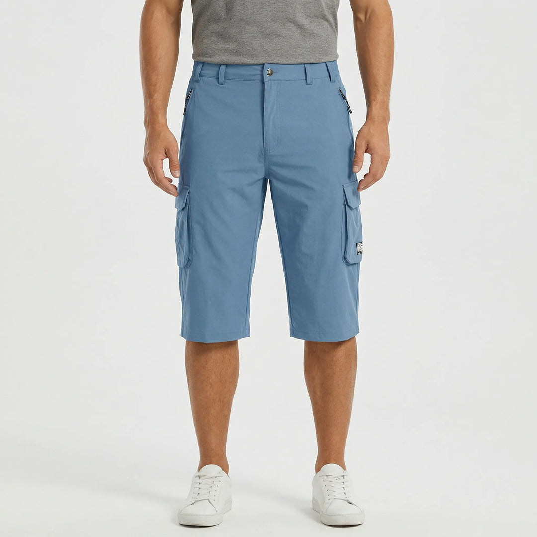 Men's casual utility cargo shorts, offering durability and multi-pocket convenience for daily wear.