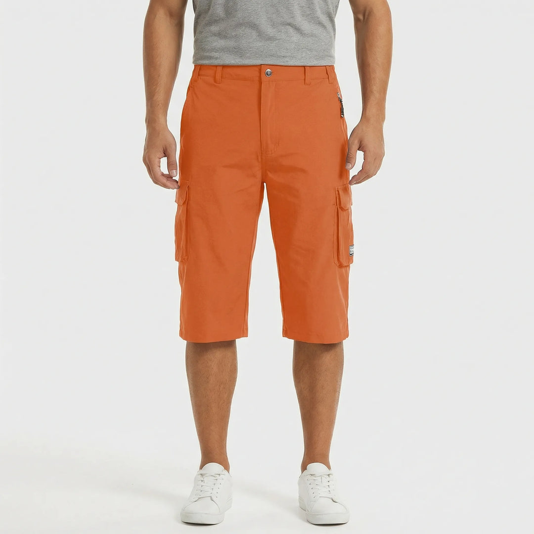Sherman men's robust cargo shorts, ideal for hiking & outdoor adventures with ample utility pockets.