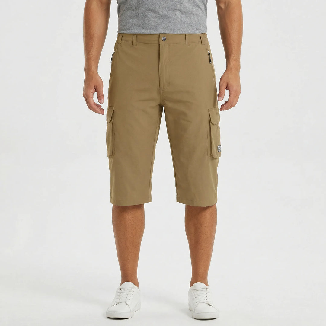 Hard-wearing men's tactical cargo shorts, ideal for outdoor adventures and utility.