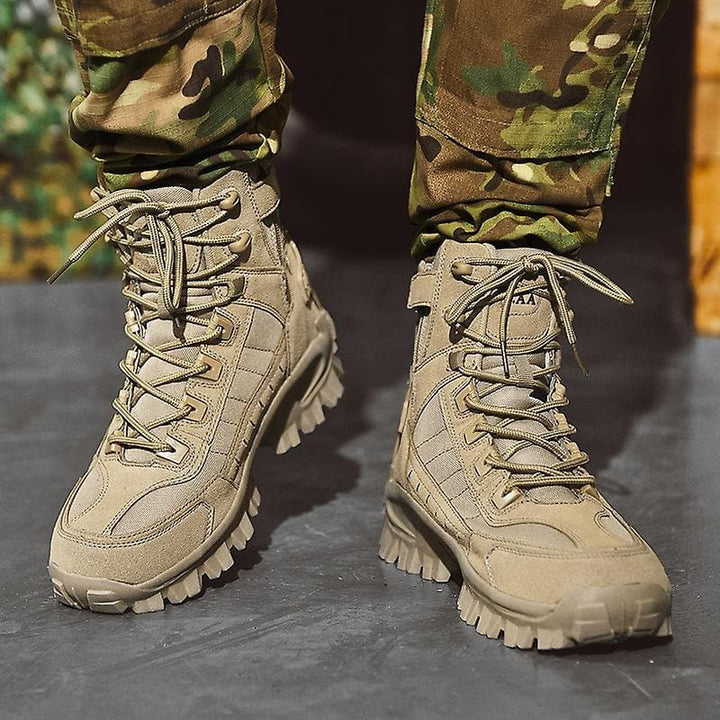 Ankle-support men's tactical boots, durable for outdoor adventures and harsh conditions.