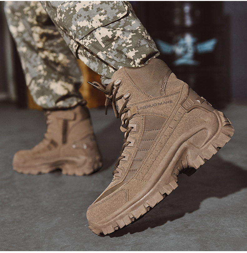 Black men's hiking boots, durable and supportive with ankle protection for rugged trails.