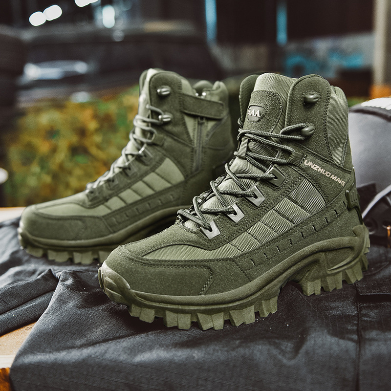 Durable men's outdoor boots with strong grip and ankle protection, ideal for active men.