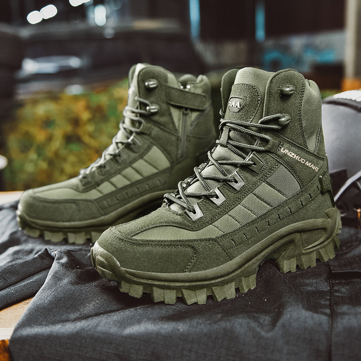 Durable men's outdoor boots with strong grip and ankle protection, ideal for active men.