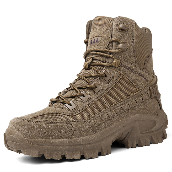 Men's hiking & work boots, tactical design with robust ankle support for security.