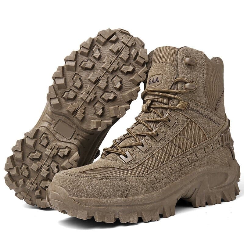 Rugged men's lace-up work boots, excellent for hiking and demanding job sites.