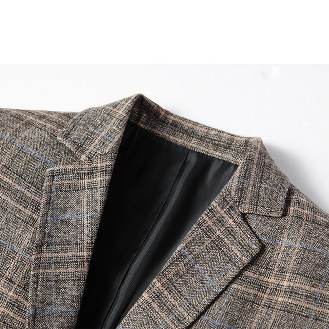 Textured men's embroidered slim fit blazer jacket, an elegant one-button tailored design perfect for special events.