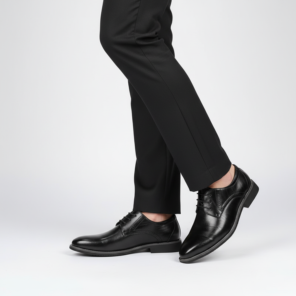 Comfortable men's brogue dress shoes, perforated design, lace-up style, perfect for formal occasions.