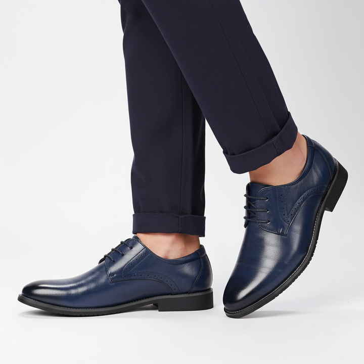Classic men's brogue oxfords in Adrian leather, elegant perforated design, perfect for professional attire.