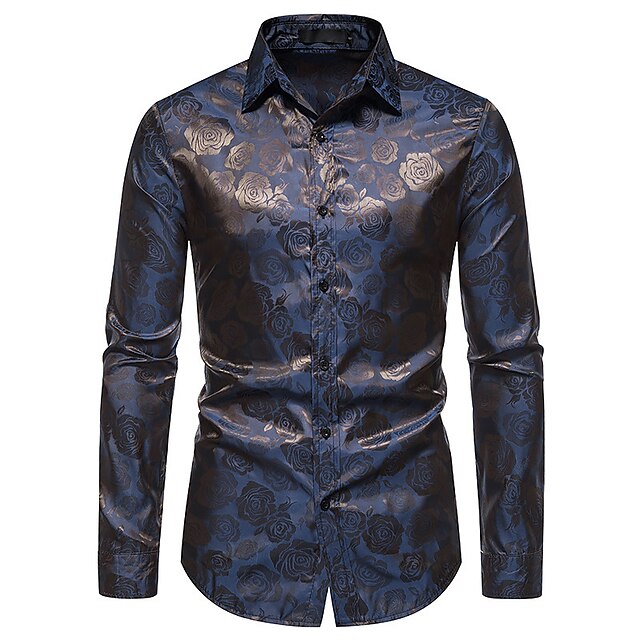 Sophisticated men's glossy long sleeve shirt. Elegant design for special occasions, formal events & party wear.