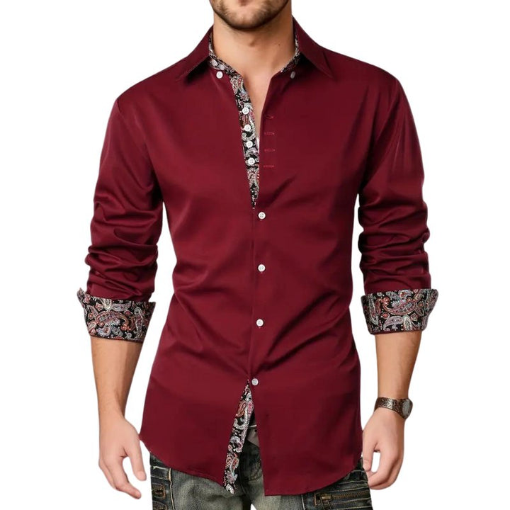 Men's long sleeve paisley top, a slim fit button-down shirt perfect for any season.