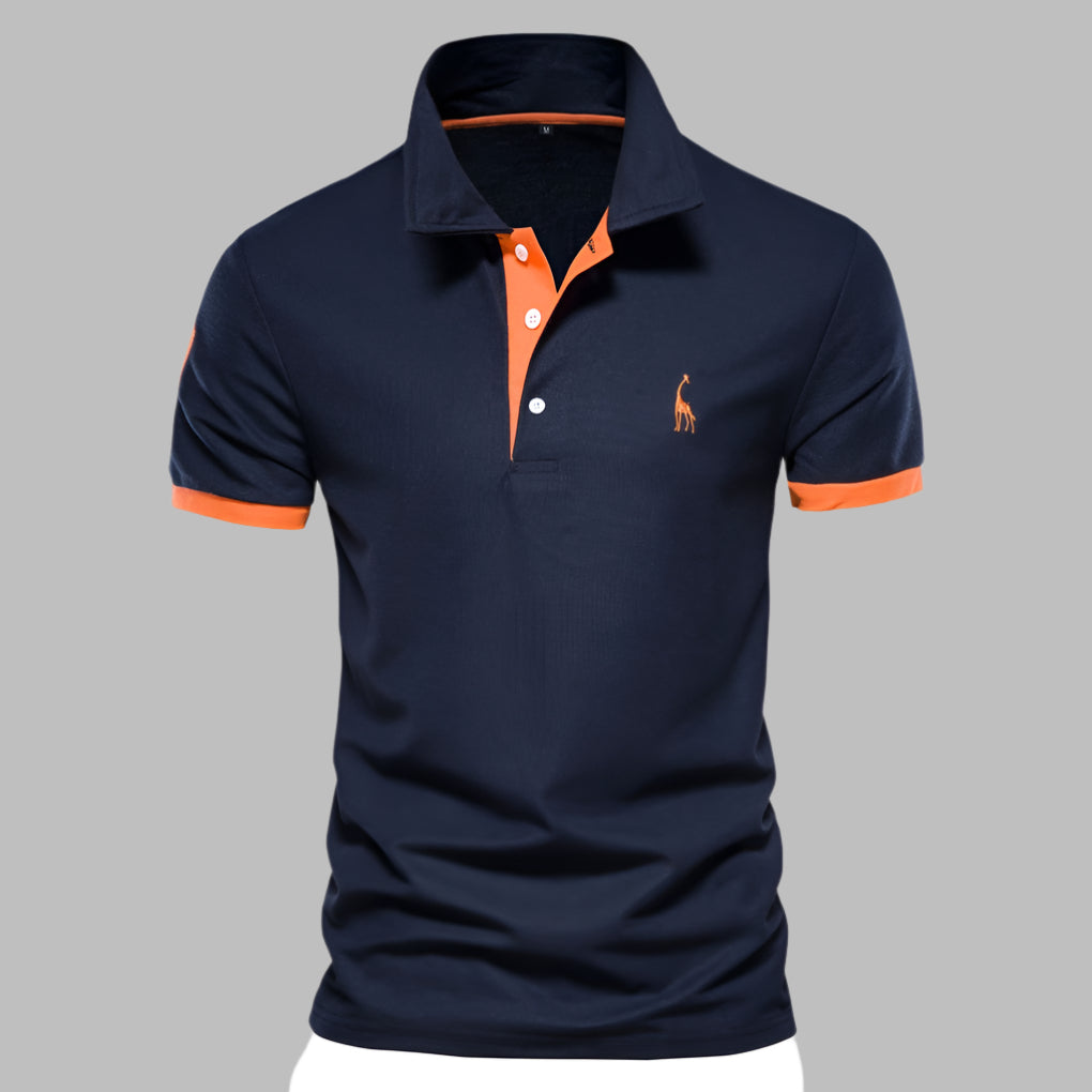 Men's modern polo shirt with a tailored fit, breathable short sleeves. A versatile and elegant casual top.