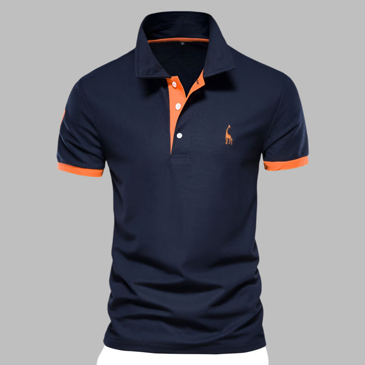 Men's modern polo shirt with a tailored fit, breathable short sleeves. A versatile and elegant casual top.