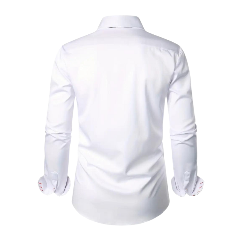 Black men's slim fit party shirt, long sleeve button down. Elegant formal wear or stylish casual look.