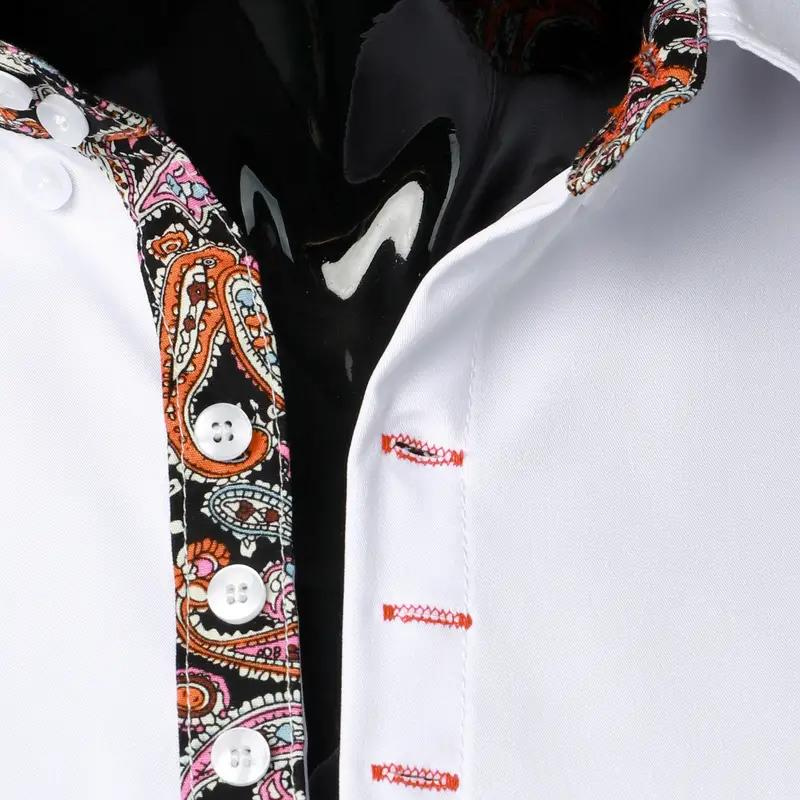 White men's elegant dress shirt, slim fit and long sleeve. Perfect for formal parties or smart casual style.