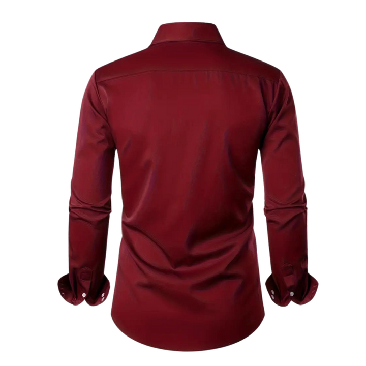 Elegant men's party shirt, slim fit long sleeve. Perfect for celebrations, a collared button down design.