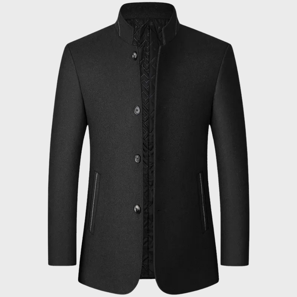 Professional men's stand collar business coat, perfect formal outerwear for a sharp look.
