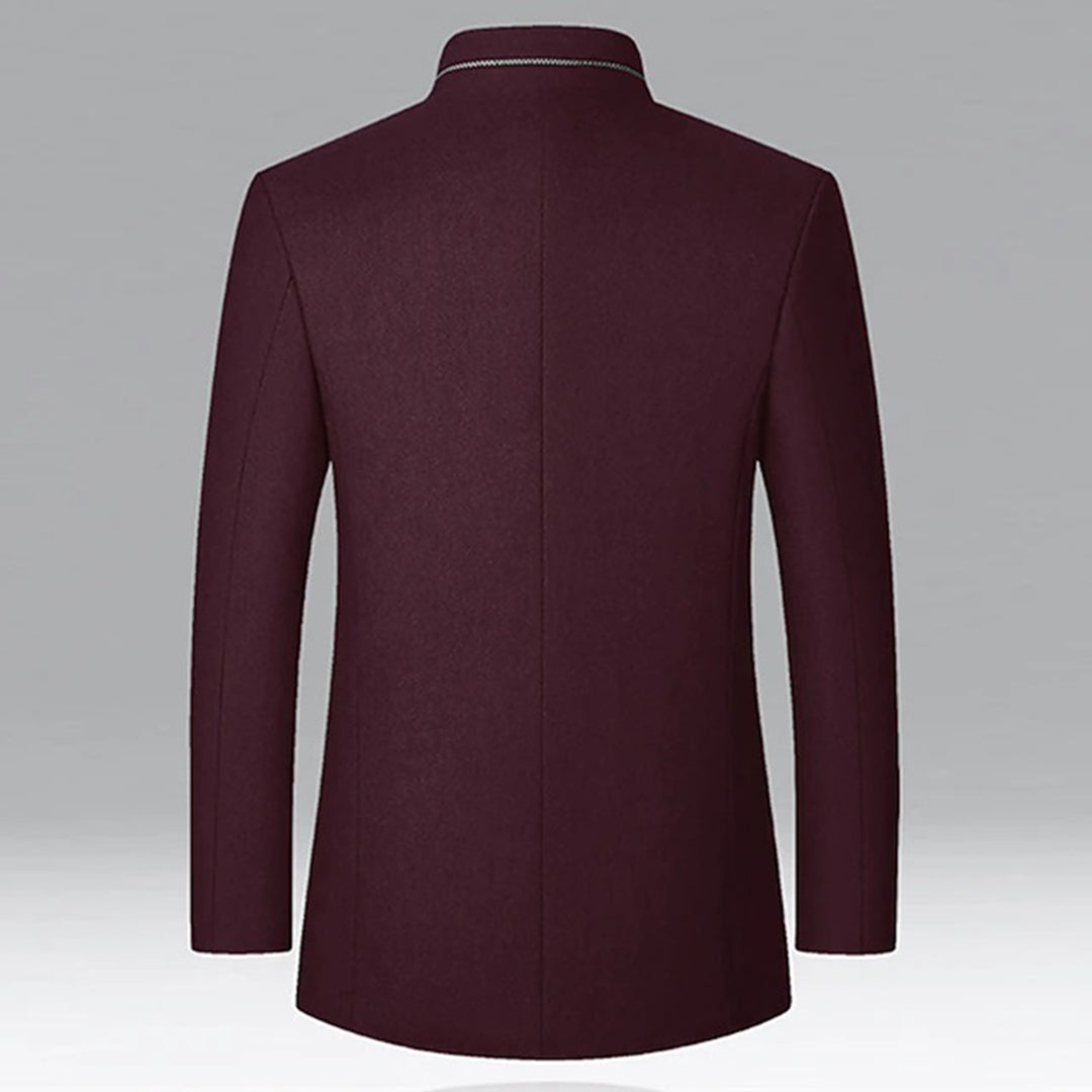 Smart casual men's stand collar coat. Elegant, professional outerwear for the modern man.