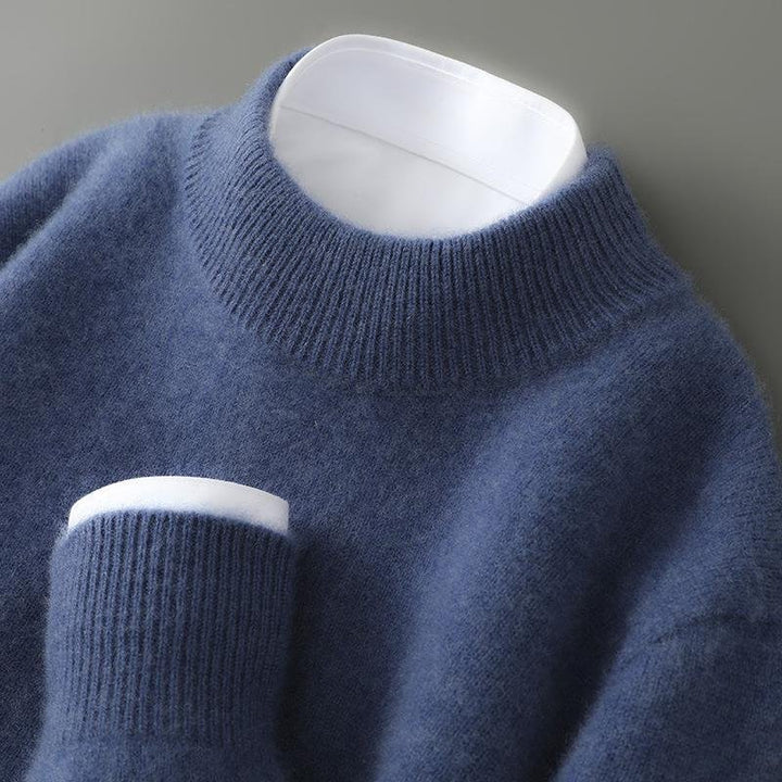 Versatile men's crew neck pullover, an essential knitwear piece for elegant, comfortable timeless style.