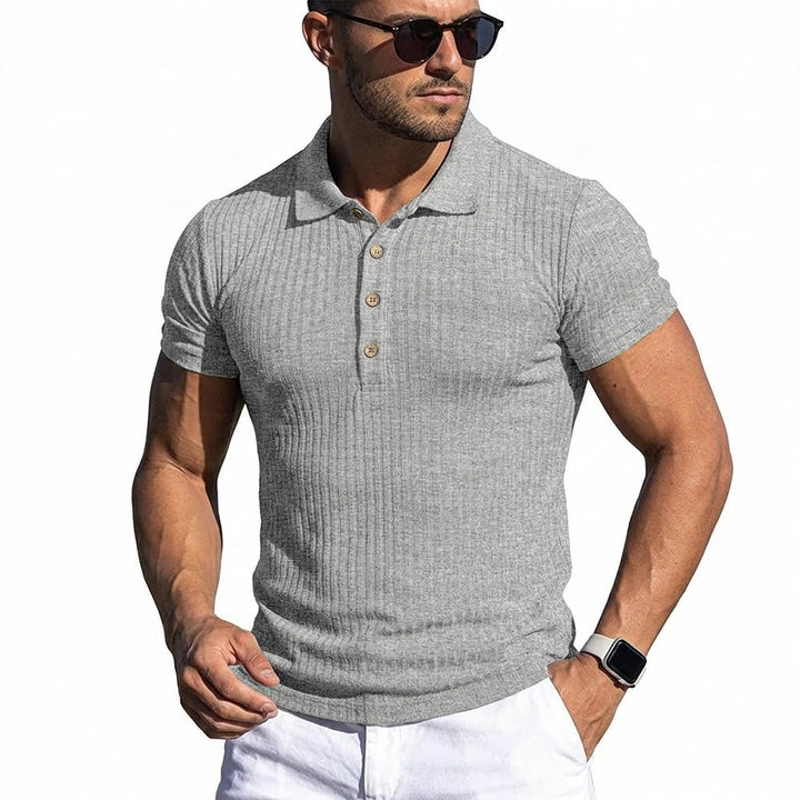 Brown men's elevated style polo shirt. Tailored fit for smart casual and versatile wear. Modern everyday comfort.