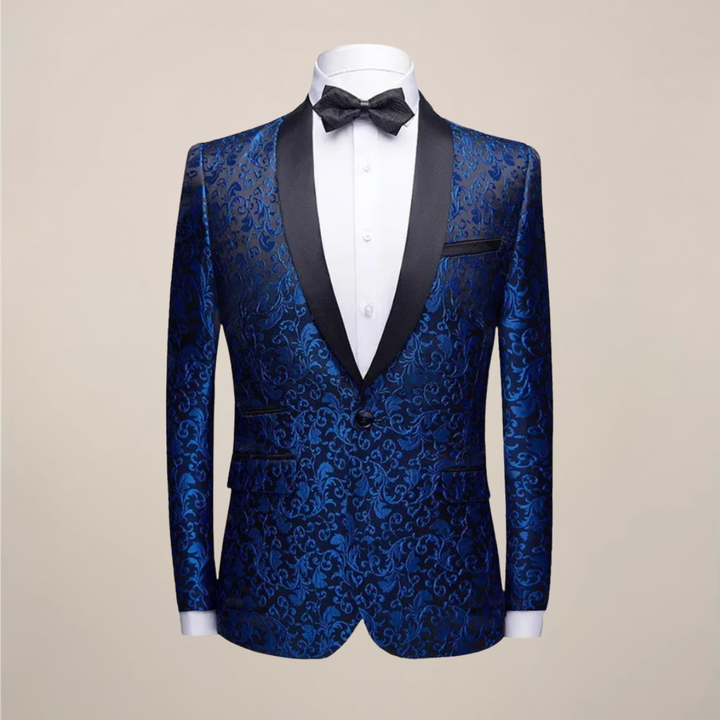Men's embroidered slim fit tuxedo blazer, perfect for a dashing formal style. Ideal for galas & special events.