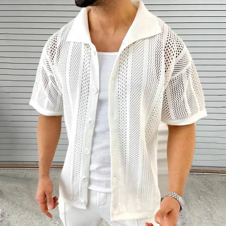 Versatile men's knit polo shirt with classic collar, short-sleeve Enzo design. Perfect for stylish summer casual looks.