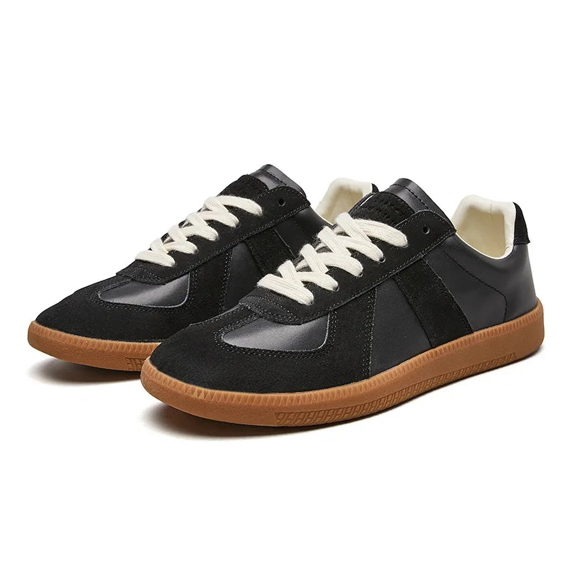 Gray men's casual lace-up sneakers, low-top design, non-slip sole for daily comfort.